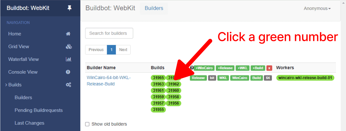 Click one of the green numbers
